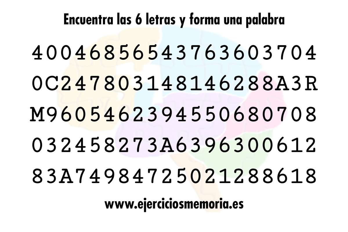 Encuentra las letras y forma una palabra