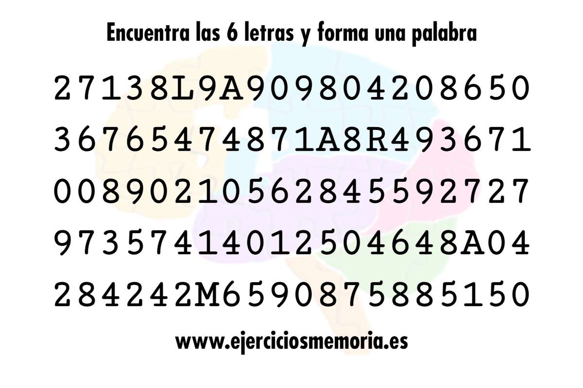 Encuentra las letras y forma una palabra