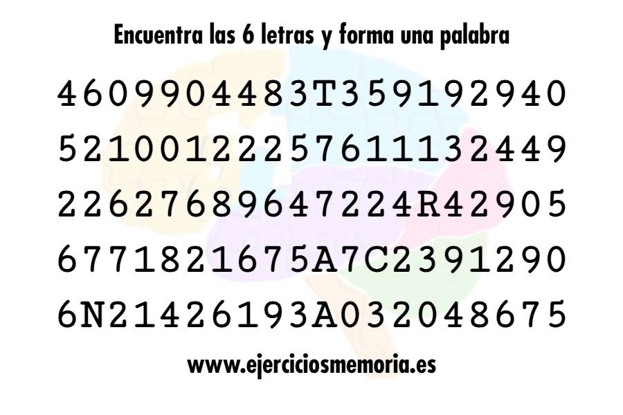 Encuentra las letras y forma una palabra