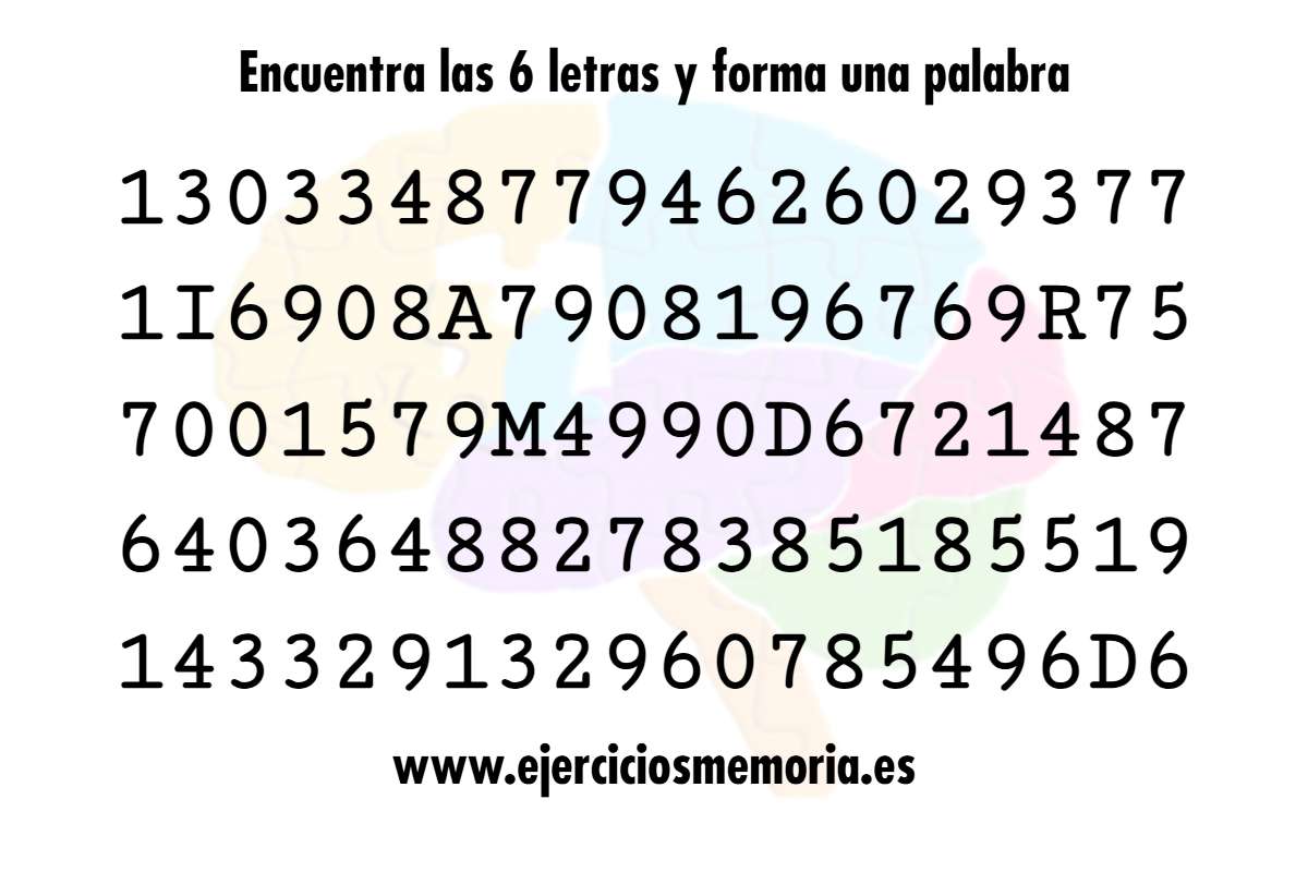 Encuentra las letras y forma una palabra
