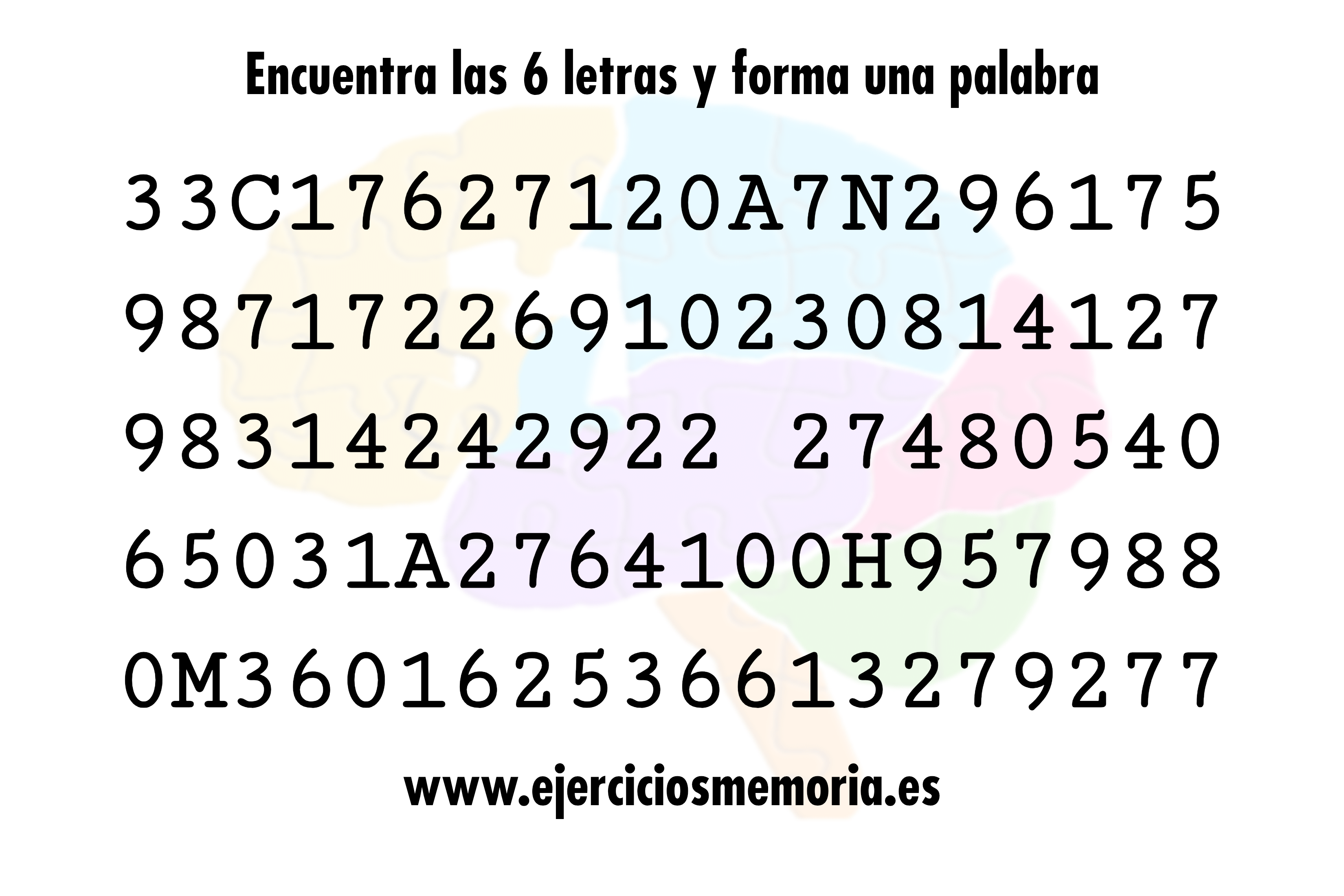 Encuentra las letras y forma una palabra