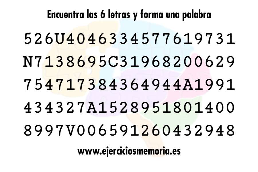 Encuentra las letras y forma una palabra