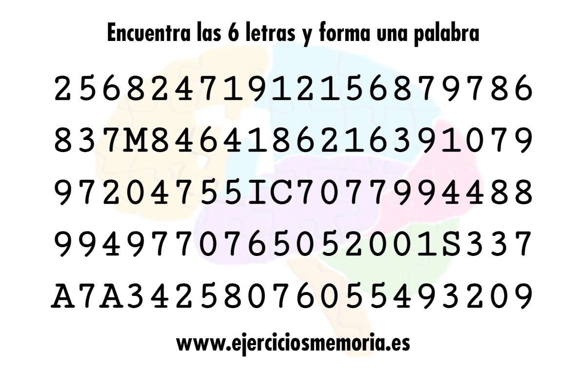 Encuentra las letras y forma una palabra