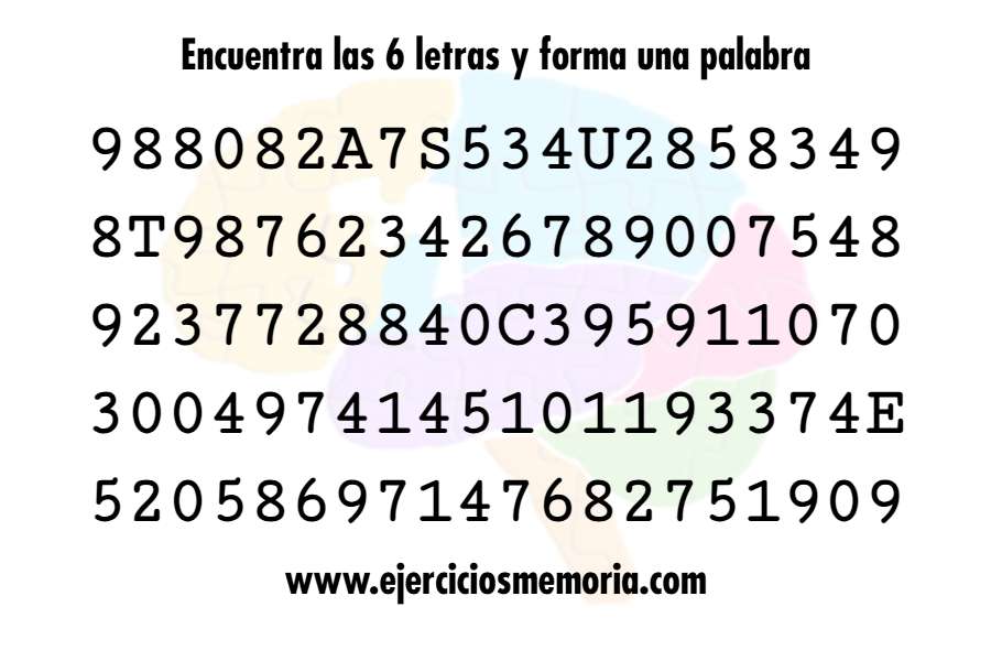 Encuentra las letras y forma una palabra