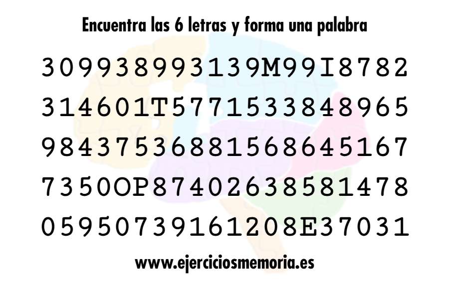Encuentra las letras y forma una palabra