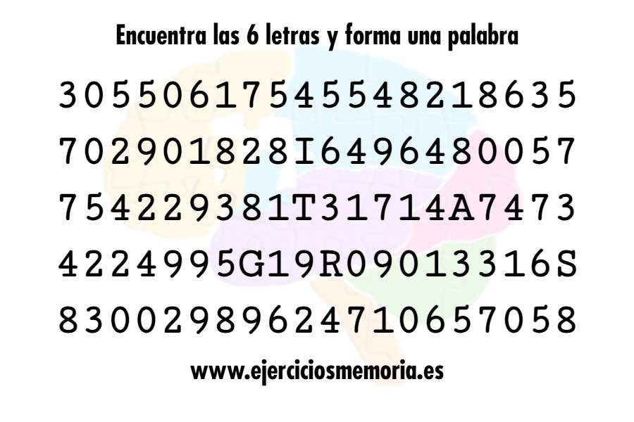 Encuentra las letras y forma una palabra