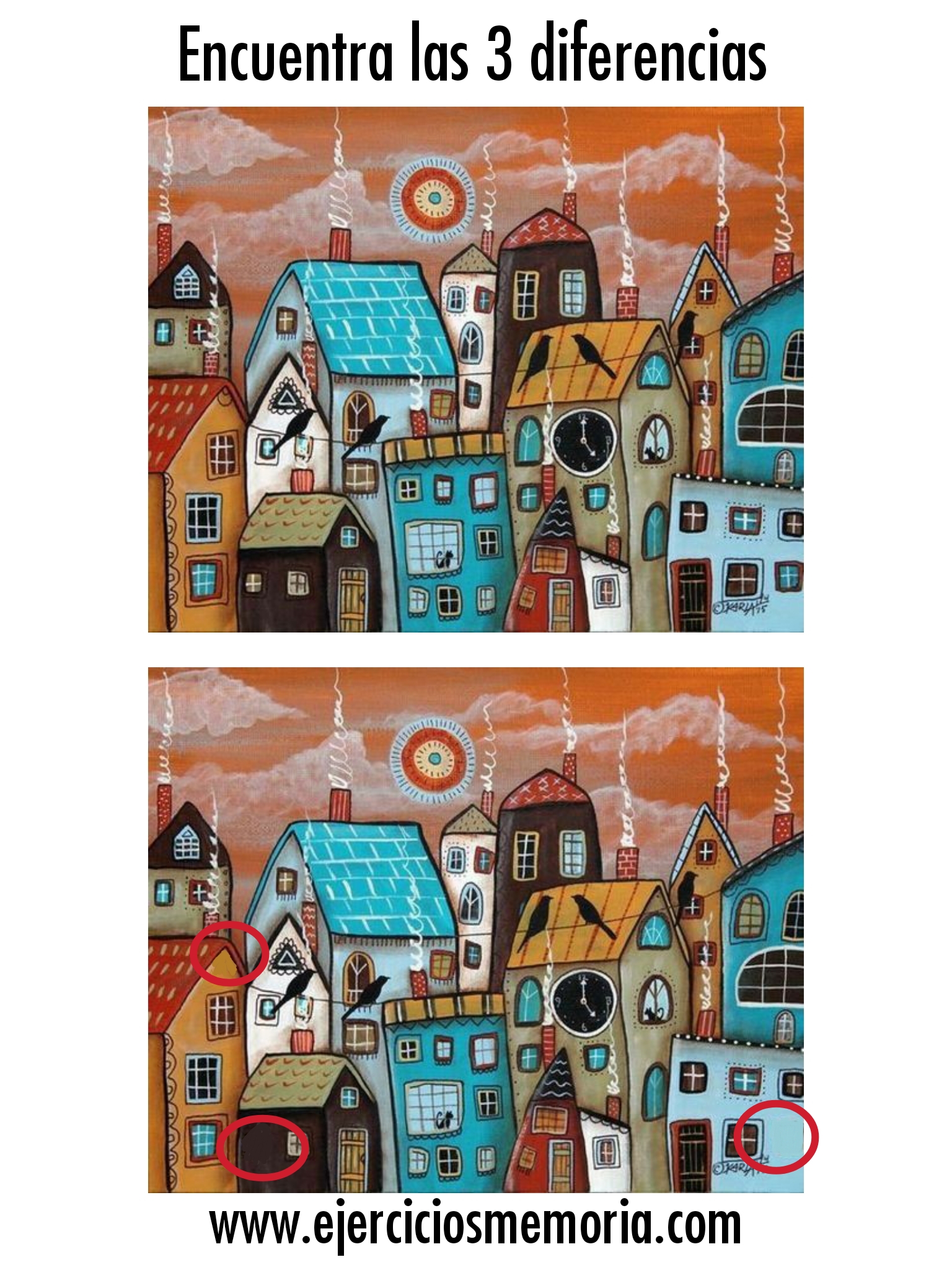 Solución al ejercicio: Encuentra las tres diferencias en este cuadro de Karla Gerard