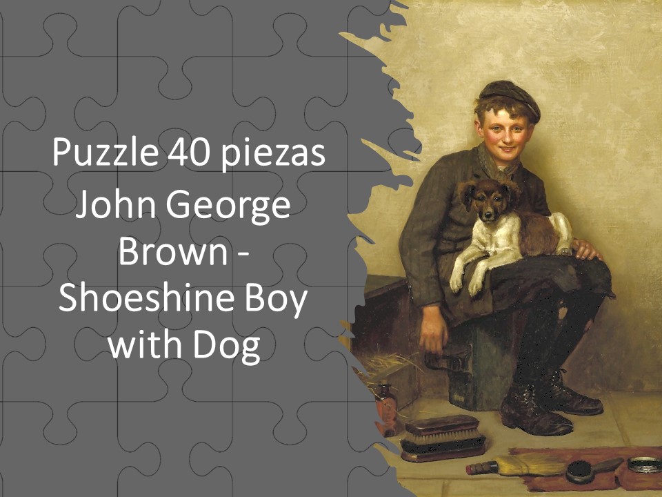 Puzzle de John George Brown - Shoeshine Boy with Dog