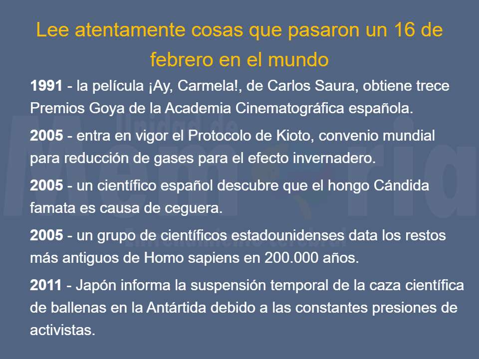 Efemérides del 16 de febrero