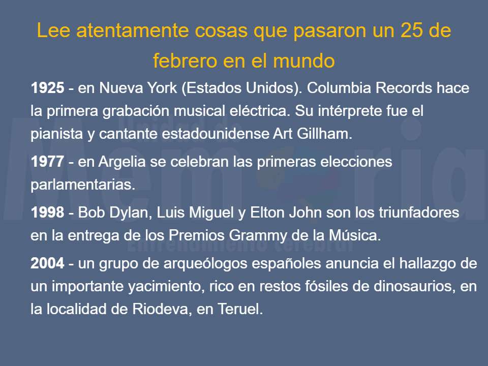 Efemérides del 25 de febrero