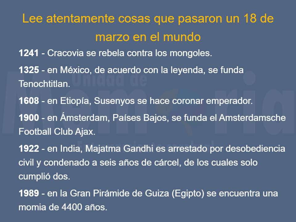 Efemérides del 18 de marzo