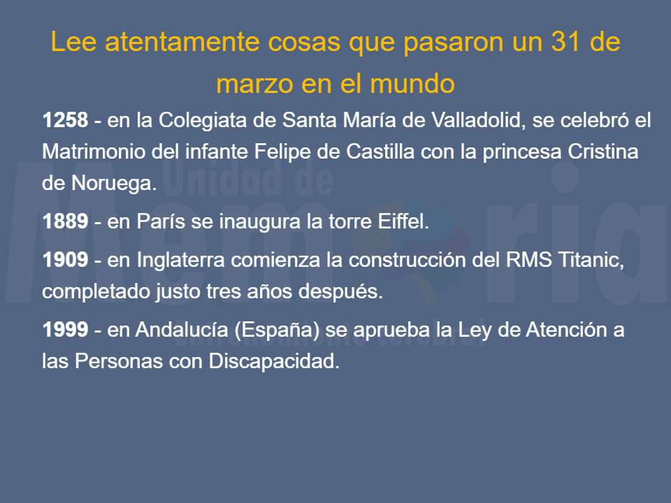 Efemérides del 31 de marzo