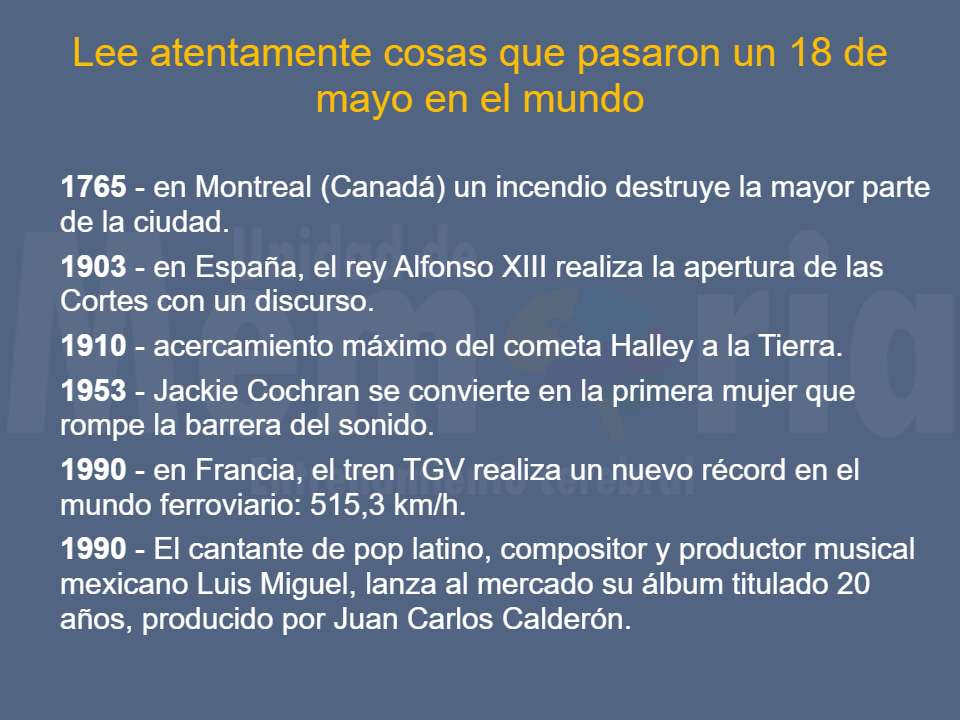 Efemérides del 18 de mayo