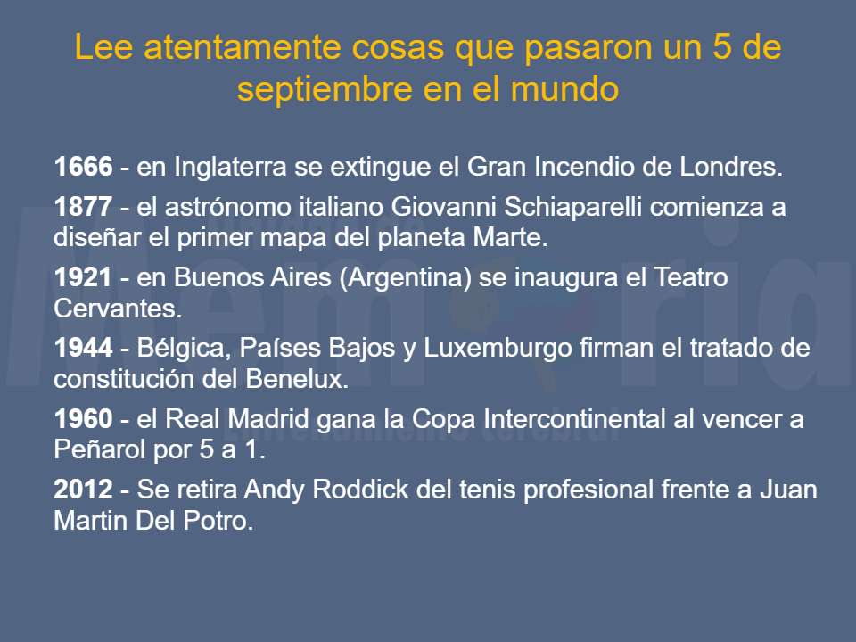 Efemérides del 5 de septiembre