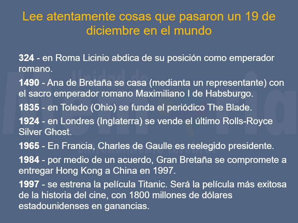 Efemérides del 19 de diciembre