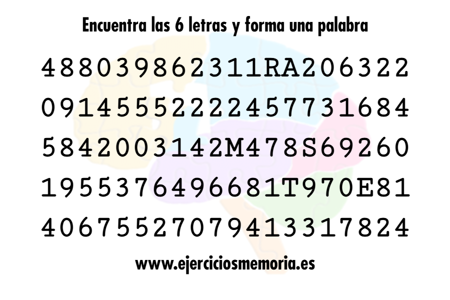 Encuentra las letras y forma una palabra