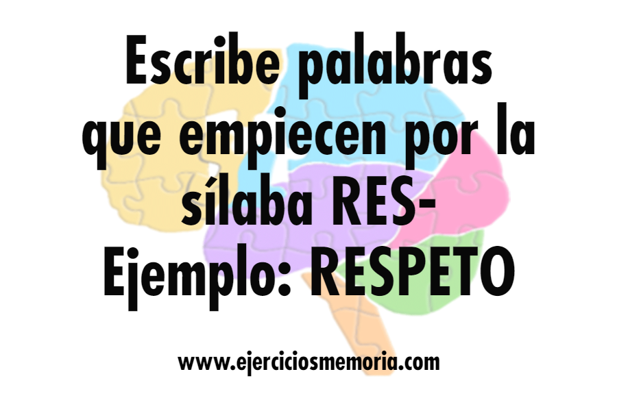 Ejercicios de Ejercicios de palabras | Ejercicios de Memoria